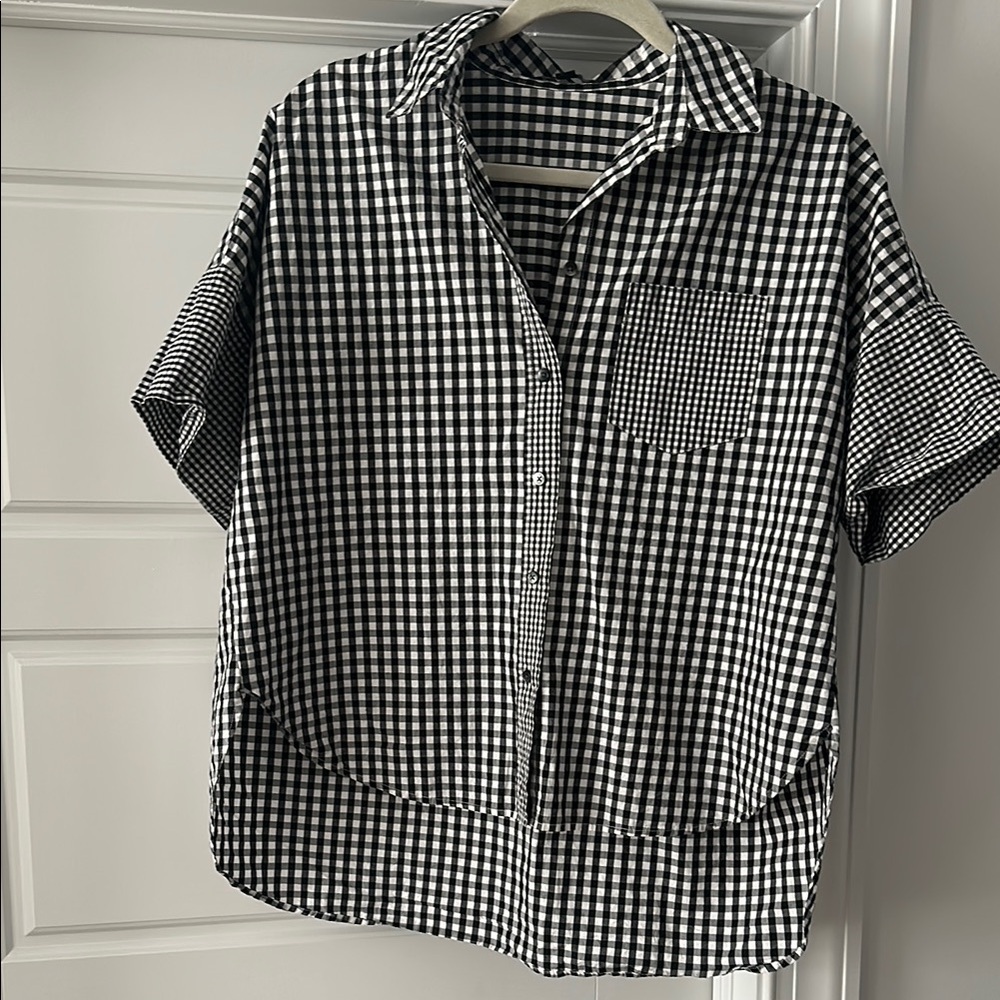 Madewell Black and White Gingham Button Down Shirt
